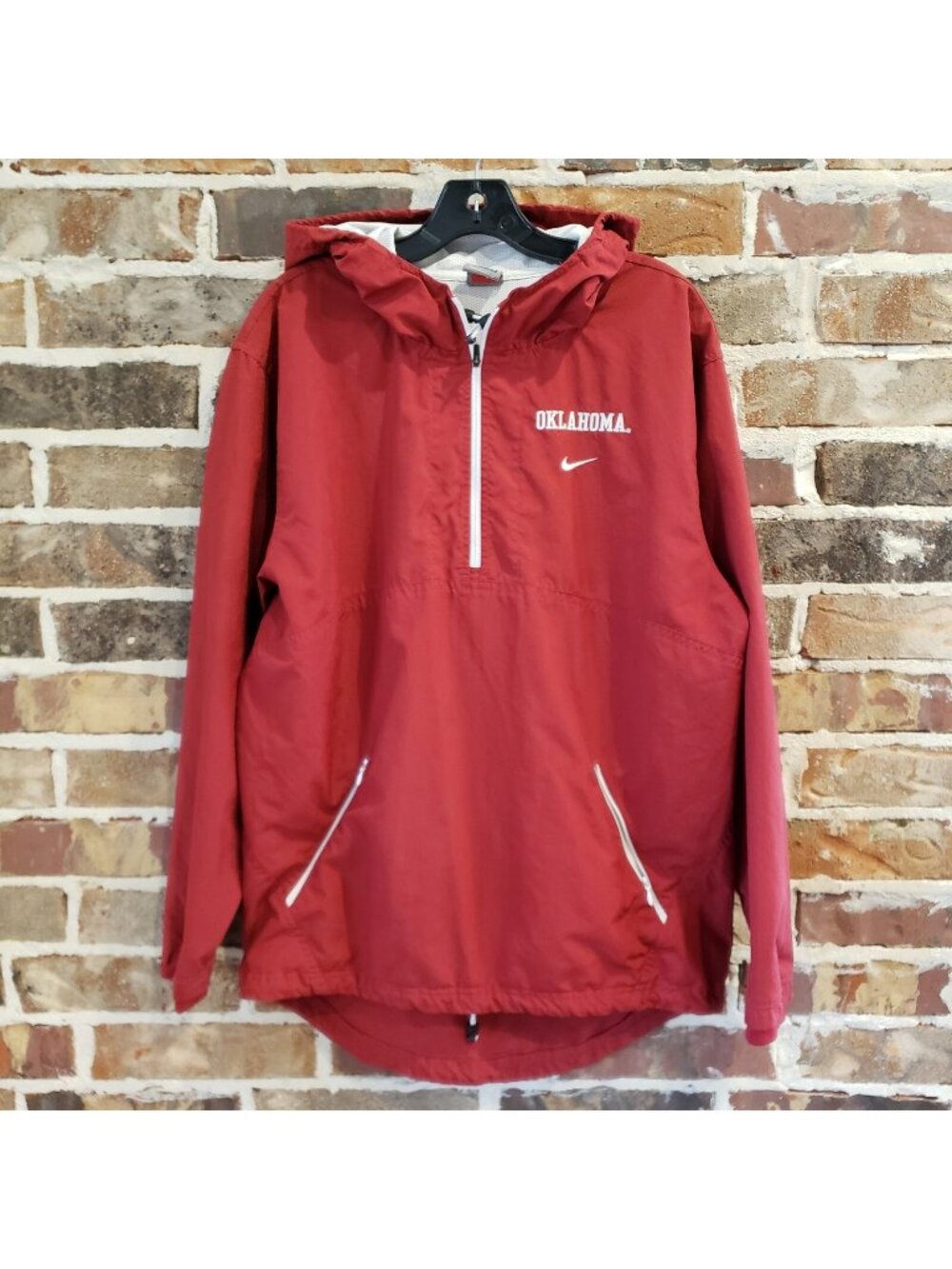 Vintage Nike Oklahoma Sooners 3/4 Zip Windbreaker Jacket Hooded Men Sz Small EUC